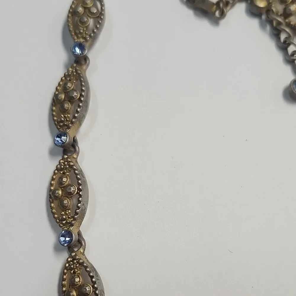 Suzanne Somers Crystal Iridescent Blue Dangle Statement 3D Necklace FOR REPAIR